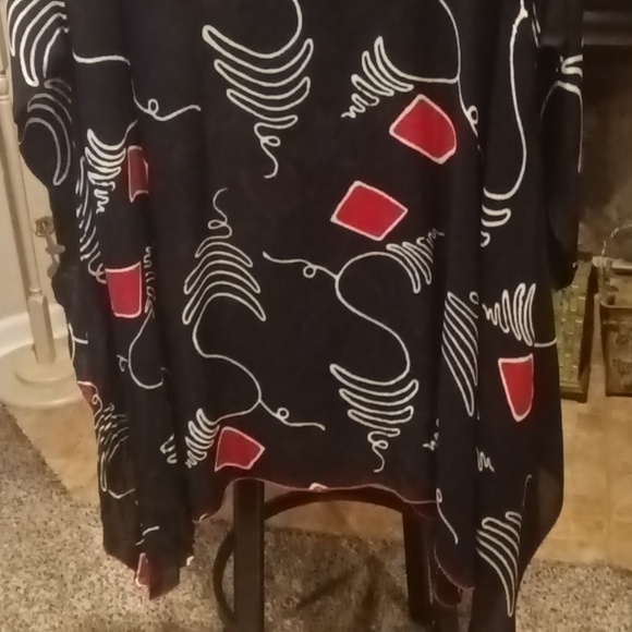 FINAL PRICE NWOT Iguana red/black/white assymetrical patterned design dress S/M - Picture 14 of 14